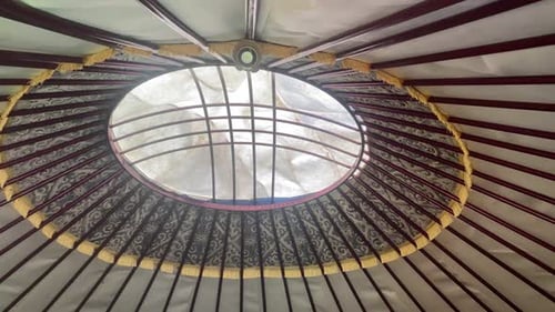 National Traditional Decoration of the Yurt Ceiling in Kyrgyzstan Interior View Of A Traditional