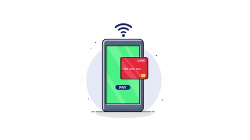 Smartphone Payment Transaction with Credit Card Animation