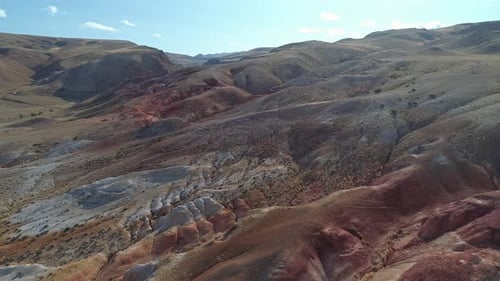 Aerial Orbital View of a Beautiful Rainbow Mountains in Altai Region Russia Geological Formation