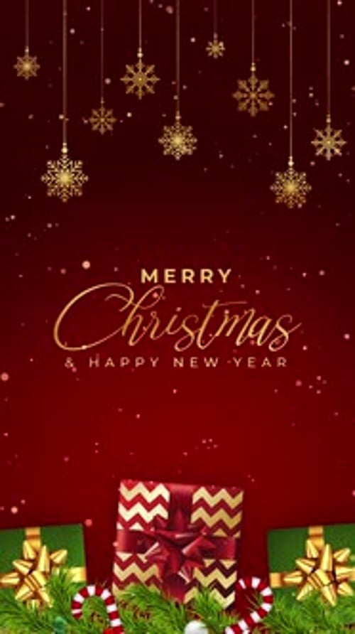 Elegant Merry Christmas and Happy New Year Greeting with Snowflakes