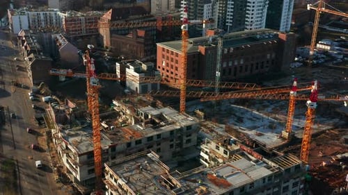 Vue aérienne de la construction du bâtiment