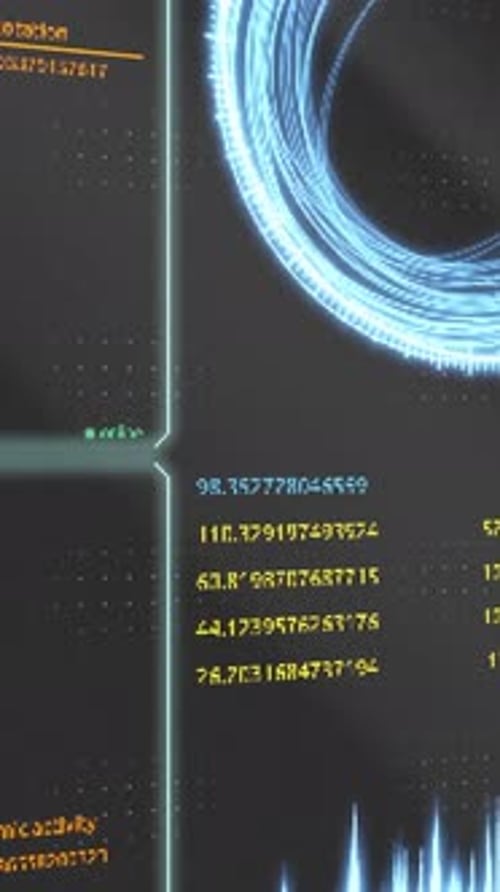 Futuristic Rotating HUD Circle with Abstract Digital Data
