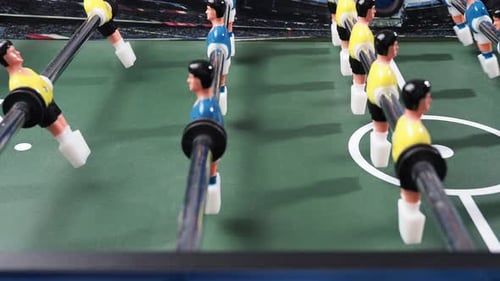 Close-up of a table football game.