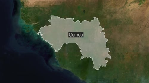 World Map Zoom and Country Outline Reveal Animation for Guinea