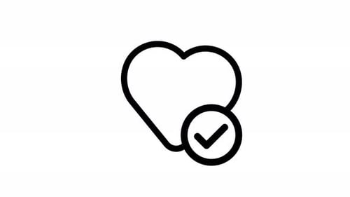 Minimalist Heart Icon with Checkmark Like Animation