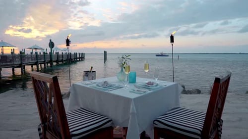 Little Palm Island FL USA - July 1 2016: Dinner Table