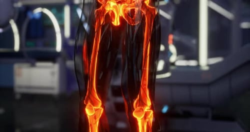 Detailed View of the Human Skeleton Highlighting the Knee Joint Anatomy