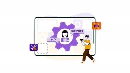 Flat Design Animated Illustration of Customer Technical Support