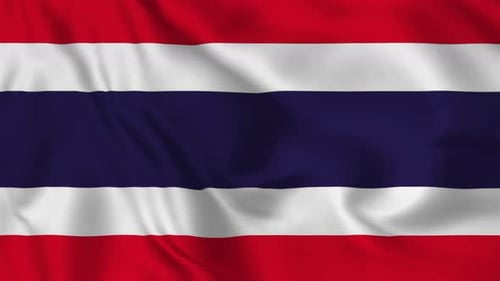 Waving Thailand National Flag Realistic Animation Loop