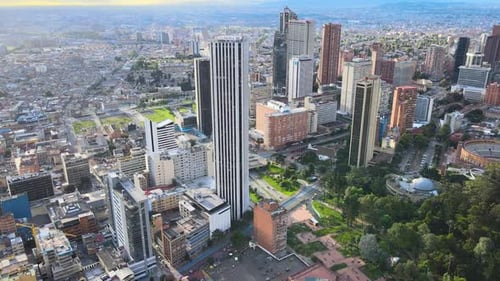 Aerial view of office buildings in Bogotá, Colombia