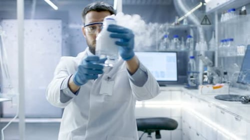 Male Scientist Working with Vapor in Laboratory