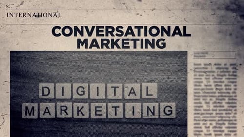 Digital Marketing Text Reveal on Conversational Newspaper Background