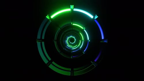 Multicolor Neon Stage Light Rings Tunnel Background Vj Loop In 4K