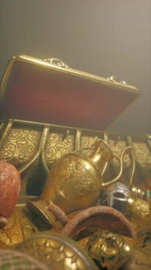 Pile of Gold Items on Table