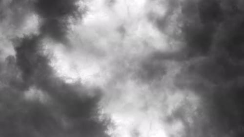 Fly through Thunderstorm Clouds with Thunderstorms, 4K Hurricane Lightning.