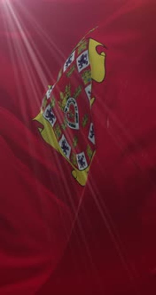 Animated Heraldic Coat of Arms on Waving Red Flag