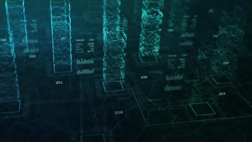 Multi core processing data streams flowing bright green in a 4k animated design