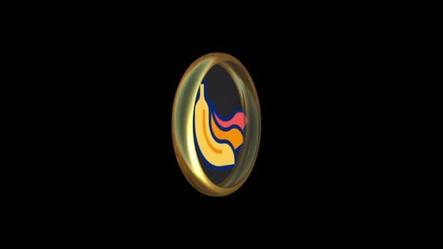 3D Golden Ring Banana Icon Animation