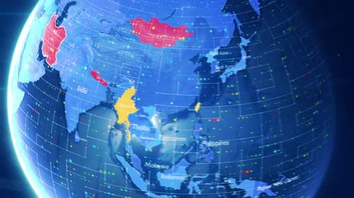 Global Digital Earth Network Map with Country Highlights