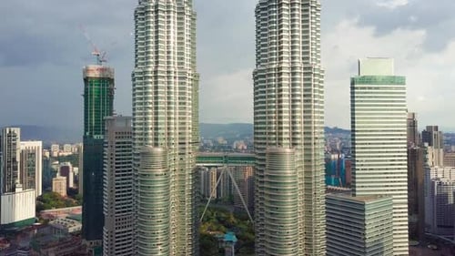 Aerial view of Petronas Towers, Kuala Lumpur, Malaysia.