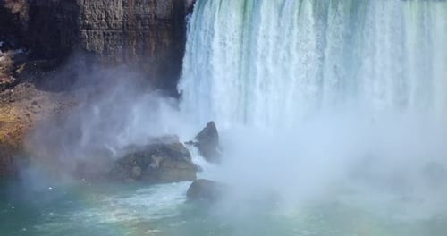 4K Niagria Falls Mist Cloud City Waterfall Gull Rainbow Cliff