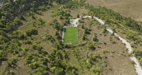 Aerial view of a soccer field, Italy.