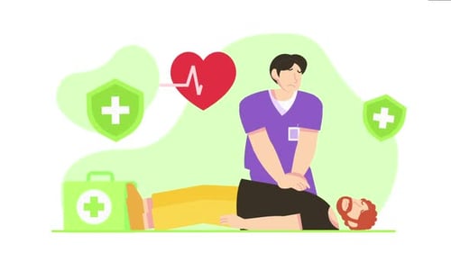 Flat Design CPR and First Aid Animation for Medical Education
