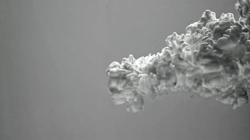 White Paint in Water on a White Background Filmed on a Highspeed Camera at 1000 Fps