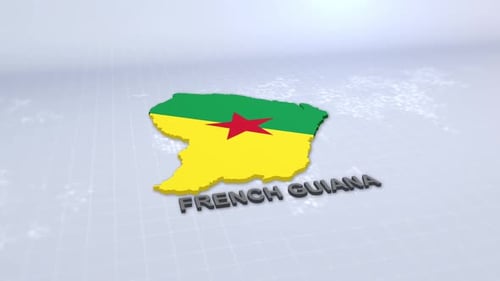 French Guiana 3D Map Animation with Flag and Name Display