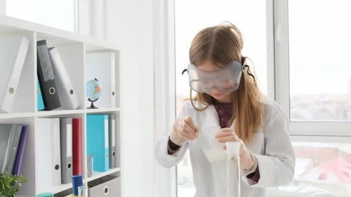 School Girl in Chemistry Class