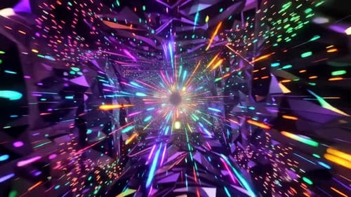 Boucle de tunnel en néon 3D colorée abstraite avec pole basse géométrique