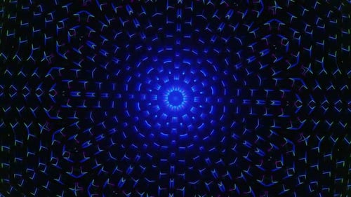 Psychedelischer Tunnel aus lebendigen Farben und geometrischen Formen pulsiert