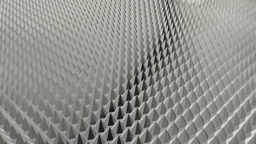 Background with Floating Field of Silver Pyramids, Exclusive, Reflection, 3D Render, Unique Design