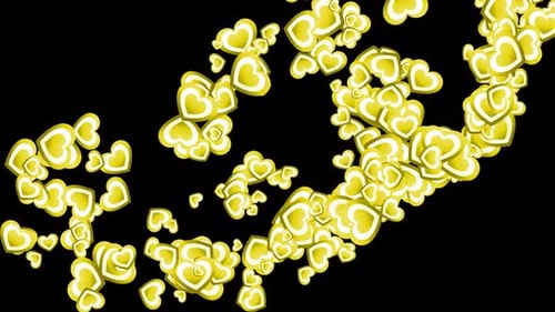 Animated Golden Hearts Flying Across Frame Transition