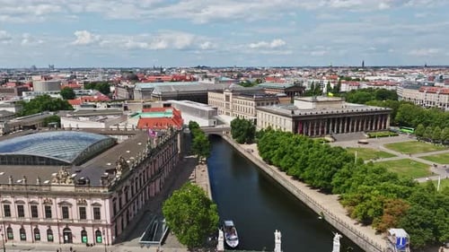 Aerial view of Neues Museum in the historic centre of Berlin , Germany