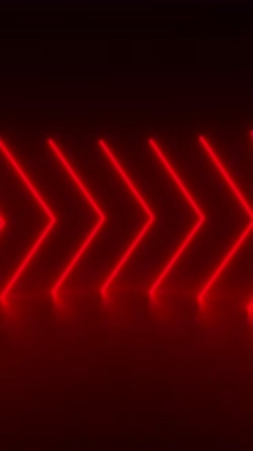 A looped 3D animation featuring a row of red arrows