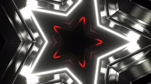 Red And White Star Strob Tunnel Background Vj Loop In 4K