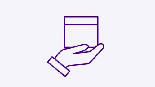 Minimalist Hand Holding Box Line Icon Animation
