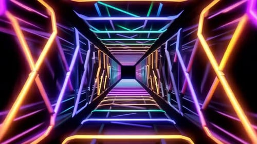 Futuristic Neon Geometric Tunnel Light Loop