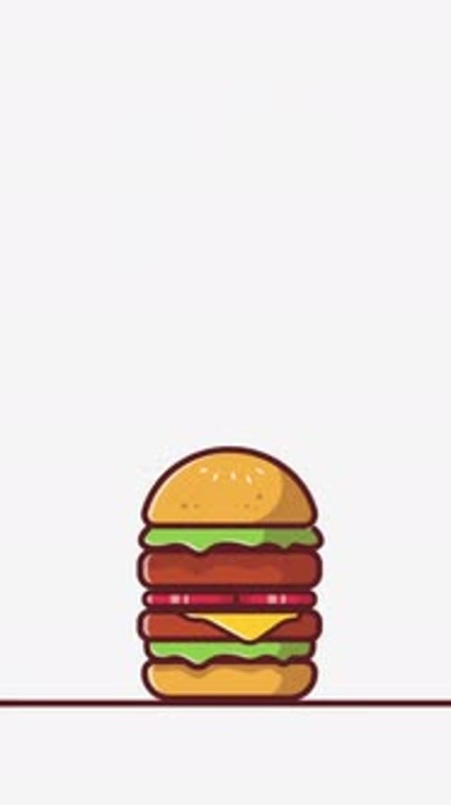 Animated Burger Assembly in Flat Design Style
