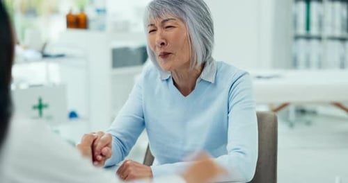 Healthcare, consulting and an elderly patient with her doctor in the hospital during a checkup