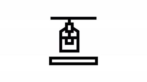 Minimalist Robotic Arm Automating Production Line Animation