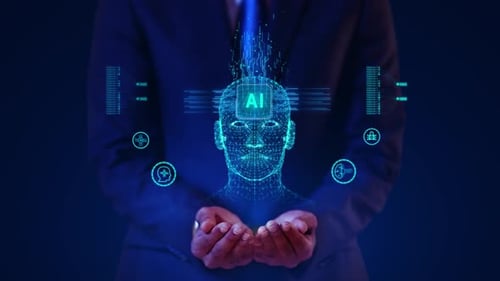 Futuristic AI Digital Head Technology Interface