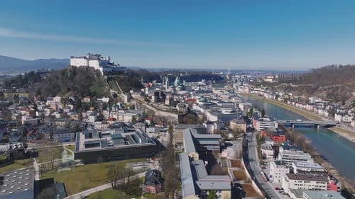 Aerial View of Salzburg Austria with Hohensalzburg Fortress