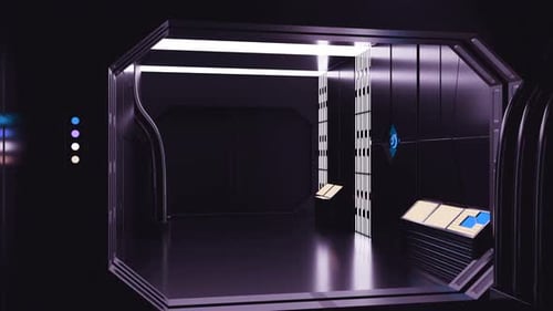 Futuristic 3d Corridor with Metal Walls