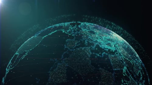 Rotating Digital Earth Global Network Connection Animation