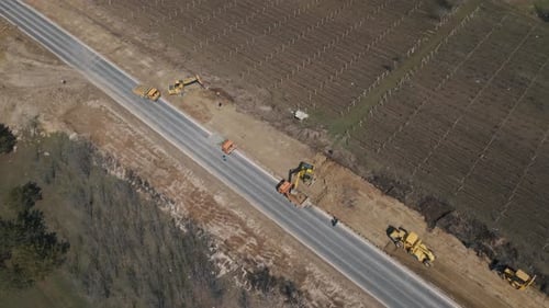 Aerial View of Repair of the Road Rural Zone