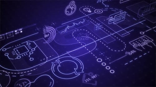 Animação de um plano 3D de fluxos de trabalho de negócios
