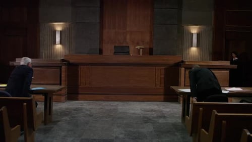 Court room lawyers in an american trial in front of a judge