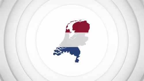 Netherlands Map Flag Fill Animation with Geometric Circle Reveal